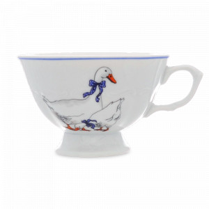 Чашка чайная, 200 мл, фарфор, белый, декор, серия Гуси, REPAST, Чехия, Чашки фарфоровые