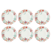 Набор из 6-ти тарелок обеденных, 27 см, фарфор, белый, декор, серия Счастливая Звезда, MIX&MATCH HOME, Китай