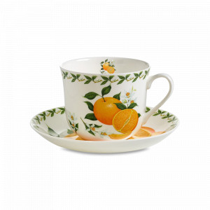 Чашка чайная с блюдцем «Апельсин», 480 мл, фарфор, белый, серия Фруктовый сад, MAXWELL WILLIAMS, Австралия, Посуда из фарфора Maxwell & Williams
