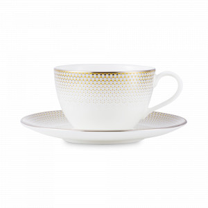 Пара чайная, 270 мл, костяной фарфор, белый, золото, серия Сверкание топаза, NARUMI, Япония, Кружки и чашки NARUMI