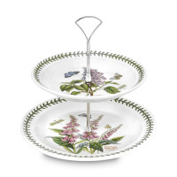 Этажерка двухъярусная «Ботанический сад», 20 х 25 см, фаянс, белый, декор, серия Botanic Garden, PORTMEIRION, Великобритания