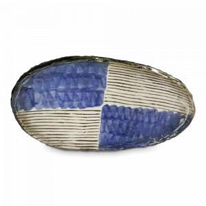 Тарелка овальная обеденная, 24.5 см, каменная керамика, белый, синий, ROOMERS TABLEWARE, Нидерланды, Тарелки овальные