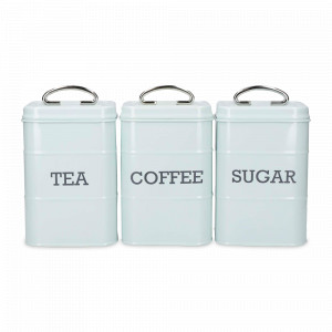 Набор емкостей для хранения, 3 предмета, нержавеющая сталь, голубой, серия Living Nostalgia, KITCHEN CRAFT, Великобритания, Банки для хранения Kitchen Craft