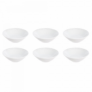 Набор из 6-ти порционных салатников, 15 см, фарфор, белый, декор, серия Жемчуг, REPAST, Чехия, Салатники REPAST