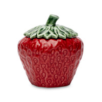Банка с крышкой «Земляника», 10 см, керамика, красный, серия Земляника, Bordallo Pinheiro, Португалия