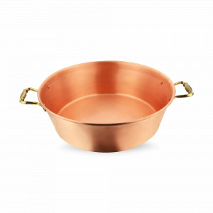 Таз для варенья с ручками «Лист», медь,  35 х 10 см, 6 л, серия Медная посуда, Кольчугинский Мельхиор, Россия, Тазы для варенья