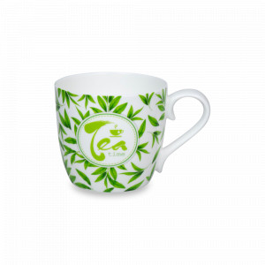 Кружка «Время чаепития - Листья», 425 мл, фарфор, белый, зеленый, KOENITZ, Германия, Большие кружки
