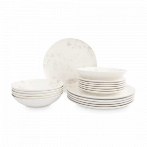 Сервиз обеденный на 6 персон Цветы и листья, 18 предметов фарфор, белый, серия Florence, ANNA LAFARG, Китай, Наборы обеденных тарелок