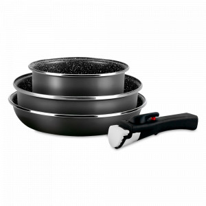 Набор посуды Crystal, 4 предмета, сталь, стеклоэмаль, черный, серия K2, VITRINOR, Испания, VITRINOR (Испания)