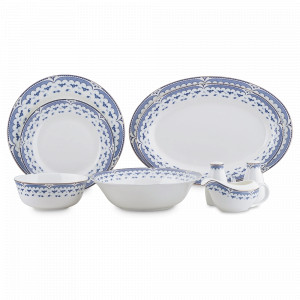 Сервиз столовый на 12 персон, 43 предмета, фарфор, белый, синий, серия Гжель, REPAST, Чехия, REPAST (Чехия)