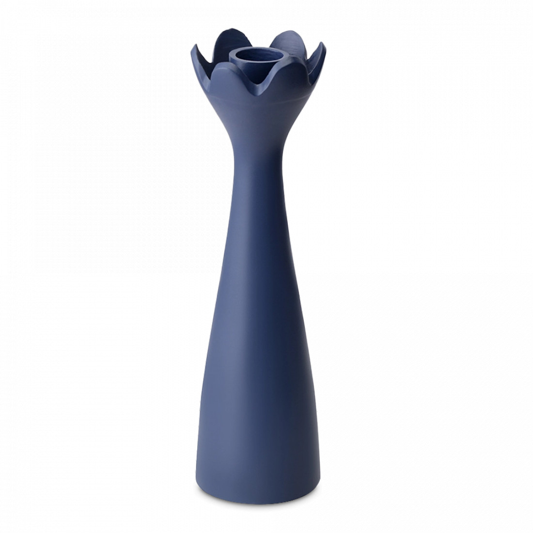 Подсвечник на одну свечу, 23 см, алюминий, темно-синий, серия Laminaria, BERGENSON BJORN, Великобритания