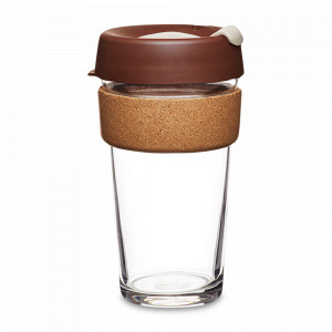 Кружка дорожная Almond L, объем: 454 мл, материал: закаленное стекло, пластик, пробка, цвет: коричневый, серия Brew Cork, KEEPCUP, Австралия, KEEPCUP (Австралия)