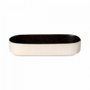 Блюдо глубокое овальное LATTITUDE BLACK, 25 х 9 см, керамика, белый, черный, серия Notos, COSTA NOVA, Португалия, Блюда сервировочные, менажницы