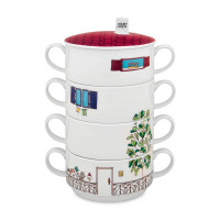 Набор из 4-х детских суповых чашек «Домик», фарфор, декор, VISTA ALEGRE, Португалия
