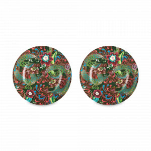 Набор из 2-х тарелок десертных, 20.5 см, фарфор, зеленый, декор, серия Волшебный Дракон, MIX&amp;MATCH HOME, Китай, MIX & MATCH (Народная Республика Бангладеш)