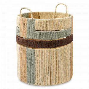 Корзина плетеная Bongo Nature, размер L, шпагат, металл, бежевый, серия Ethnic, TKANO, Россия, Органайзеры для хранения