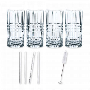 Набор из 4-х стаканов и трубочек, 445 мл, хрустальное стекло, серия Square, NACHTMANN, Германия, NACHTMANN (Германия)