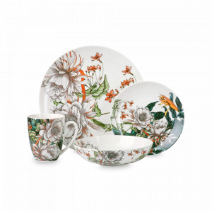 Сервиз обеденный на 4 персоны, 16 предметов, фарфор, декор, серия Тропические цветы, MAXWELL WILLIAMS, Австралия, MAXWELL & WILLIAMS (Австралия)