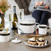Молочник и сахарница, 245 мл, фарфор, белый, черный, серия Mikasa Luxe Deco, KITCHEN CRAFT, Великобритания_00817710058245562961.jpg