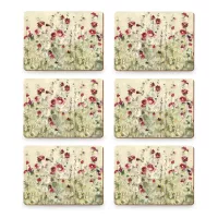 Набор из 6-ти подстановочных салфеток Wild Field Poppies, 30 х 22,8 см, пробка, декор, CREATIVE TOPS, Великобритания, 
