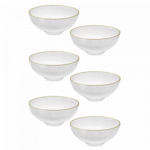 Набор из 6-ти салатников Gold, 21 см, фарфор, белый, золотой, серия Nastia, FALKENPORZELLAN, Германия, Наборы фарфоровых салатников