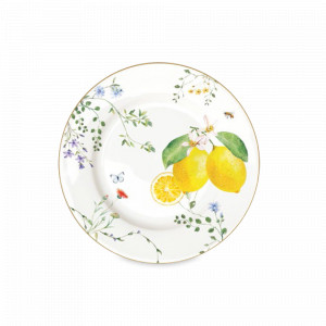 Тарелка закусочная, 19 см, фарфор, белый, декор, серия Цветы и лимоны, EASY LIFE (R2S), Италия, EASY LIFE R2S (Италия)