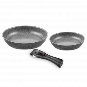 Набор из 2-х сковород с антипригарным покрытием и 1 съемной ручки, 20 и 28 см, алюминий, серый, серия Torre, BALLARINI, Италия, BALLARINI (Италия)