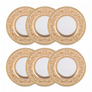 Набор из 6-ти суповых тарелок White Cream Gold, 23 см, фарфор, белый, золотой, серия Constanza Diadem, FALKENPORZELLAN, Германия, Фарфоровые тарелки для супа
