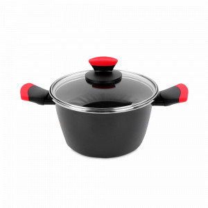 Кастрюля с крышкой, 24 см, сталь, стеклоэмаль, черный, серия Kilauea, VITRINOR, Испания, Кастрюли
