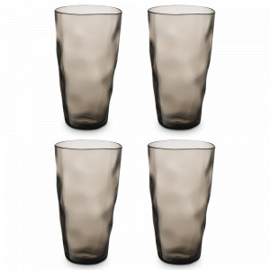 Набор из 4-х высоких стаканов, 550 мл, акрил, серо-коричневый, серия Hollow, LIBERTY JONES, Россия, Посуда для пикника