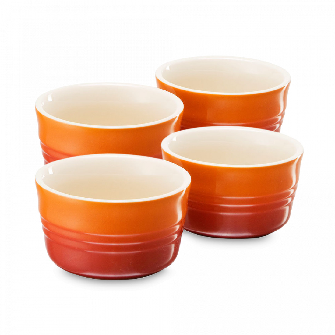 Набор из 4-х рамекинов, керамика, 100 мл, оранжевый, серия Flame, LE CREUSET, Франция