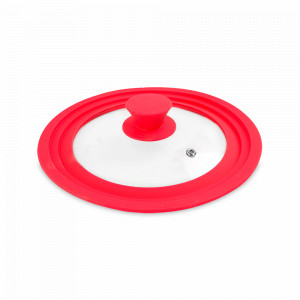 Крышка универсальная, 18/20/22 см, стекло, силикон, красный, VITRINOR, Испания, Крышки и съемные ручки