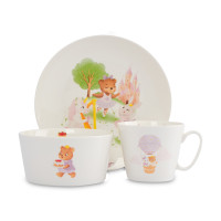 Набор детской посуды Сказочные животные, 3 предмета, фарфор, белый, декор, серия Fabulous animals, ANNA LAFARG, Китай