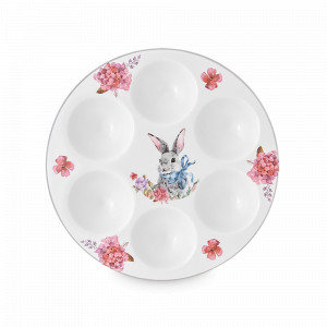 Блюдо для 6 яиц, 18 см, керамика, белый, декор, серия Happy Easter, REPAST, Чехия, Блюда сервировочные REPAST