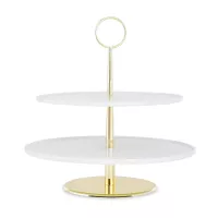 Этажерка двухъярусная, 32,5 см, фарфор, латунь, белый, серия Senses, VIVA Scandinavia, Дания, 