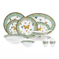 Сервиз обеденный на 6 персон Бабочки, 27 предметов, фарфор, белый, декор, серия Midori, ANNA LAFARG, Китай, 