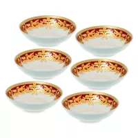 Набор из 6-ти розеток Bordeaux Gold, 11 см, фарфор, бордовый, золотой, серия Constanza Natalia, FALKENPORZELLAN, Германия, 