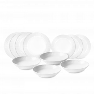 Набор столовой посуды на 4 персоны, 12 предметов, фарфор, серия Plisse, PILLIVUYT, Франция, PILLIVUYT (Франция)
