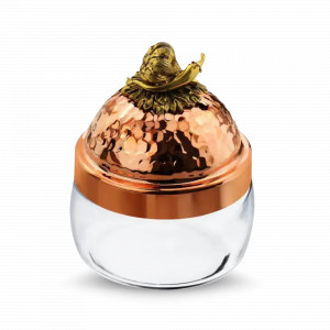 Банка для сыпучих продуктов «Чеснок», медь кованая, стекло,  420 мл, серия Медная посуда, Кольчугинский Мельхиор, Россия, Банки для хранения чая