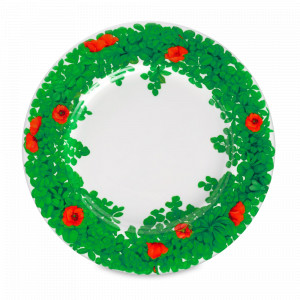 Тарелка обеденная, 27 см, костяной фарфор, белый, зеленый, серия Prati Italiani, TAITU, Италия, Скидка  до -20% на фарфор TAITU