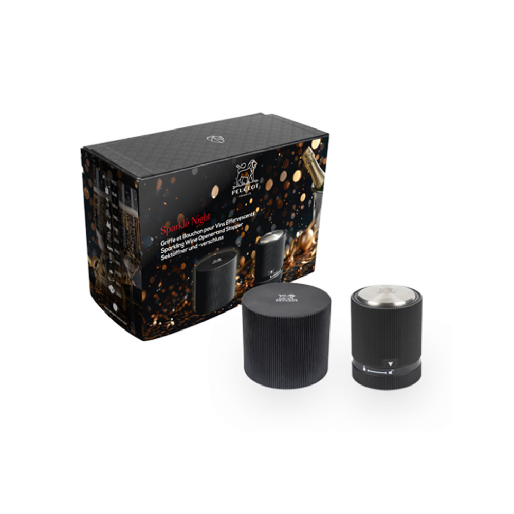 Набор из пробки для шампанского и обрезателя фольги, нержавеющая сталь, темно-серый, серия Line, PEUGEOT VIN, Франция