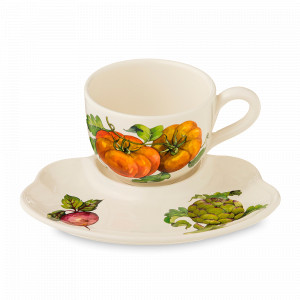 Пара чайная, 450 мл, керамика, белый, декор, серия Mercato della Terra, NUOVA CER, Италия, NUOVA CER (Италия)