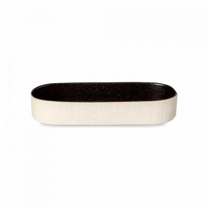 Блюдо глубокое овальное LATTITUDE BLACK, 18 х 9 см, керамика, белый, черный, серия Notos, COSTA NOVA, Португалия, Notos COSTA NOVA