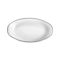 Салатник овальный, 24 см, костяной фарфор, белый, рельеф, серия Рошель, NARUMI, Япония