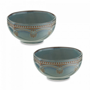 Набор салатников, 2 предмета, 12 см, 300 мл, фарфор, синий, коричневый, серия Antique, LIBERTY JONES, Россия, Наборы тарелок для кухни