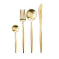 Набор столовых приборов на 6 персон, 24 предметов, матовое покрытие, золотистый, серия Moon Gold Brushed, CUTIPOL, Португалия