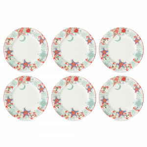 Набор из 6-ти тарелок обеденных, 27 см, фарфор, белый, декор, серия Счастливая Звезда, MIX&amp;MATCH HOME, Китай, MIX & MATCH (Народная Республика Бангладеш)
