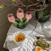 Подсвечник для 3-х свечей Floret, 20 см, фарфор, розовый, серия Blossom, TKANO, Китай_00822870055353663401.jpg
