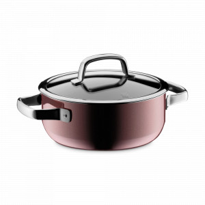 Кастрюля низкая с крышкой, 20 см, 2.4 л, сталь, бордовый, серия Fusiontec Mineral, WMF, Германия, WMF (Германия)