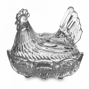 Блюдо на 10 яиц с крышкой Курочка, 28 см, стекло, DECOR DE TABLE, Россия, Подставки для яиц